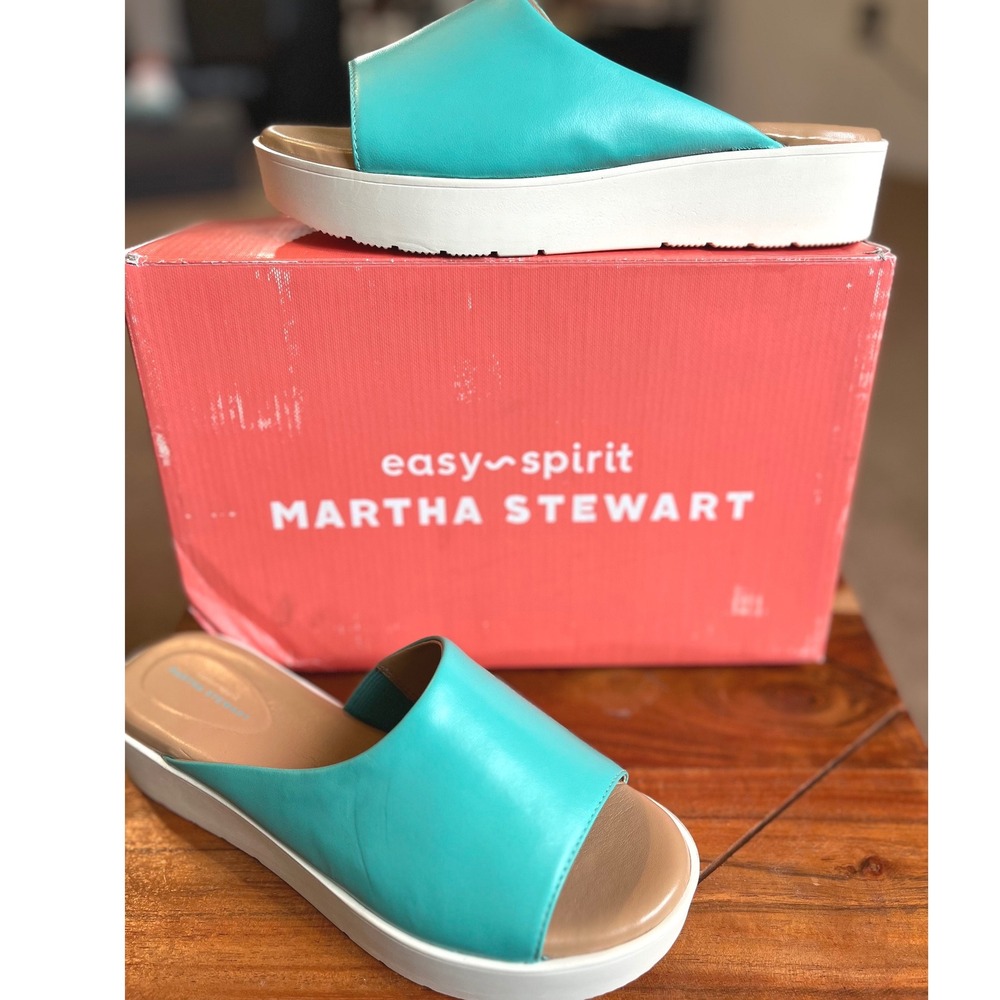 Martha Stewart‎ Easy Spirit Francey Platform Slide Sandals Medium Blue 6M